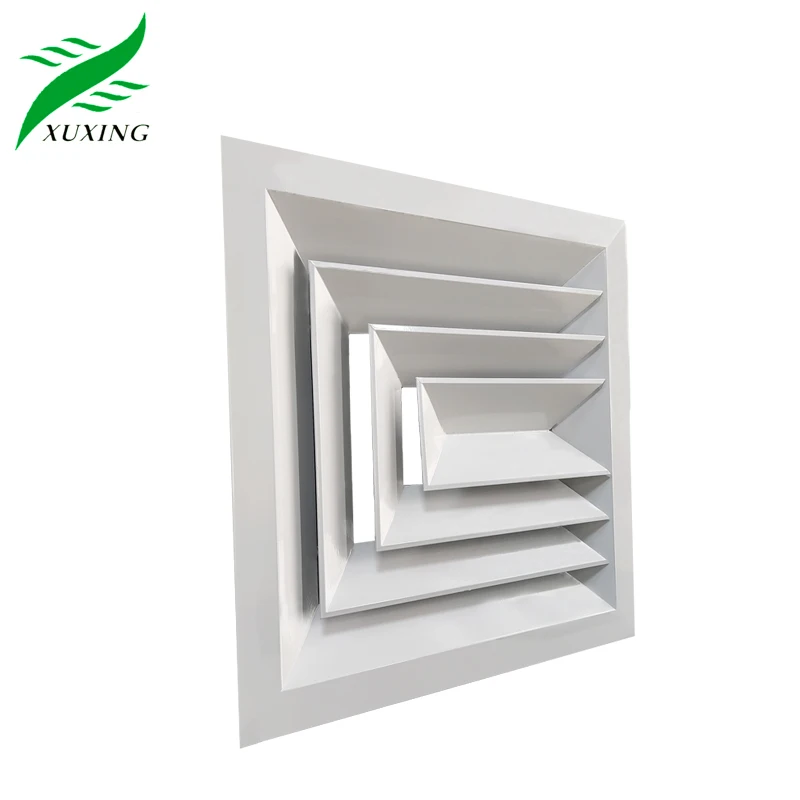 Hvac Air Conditioning Aluminum Ceiling Directional Exhaust Air Vent 3 Ways Square Air Diffuser