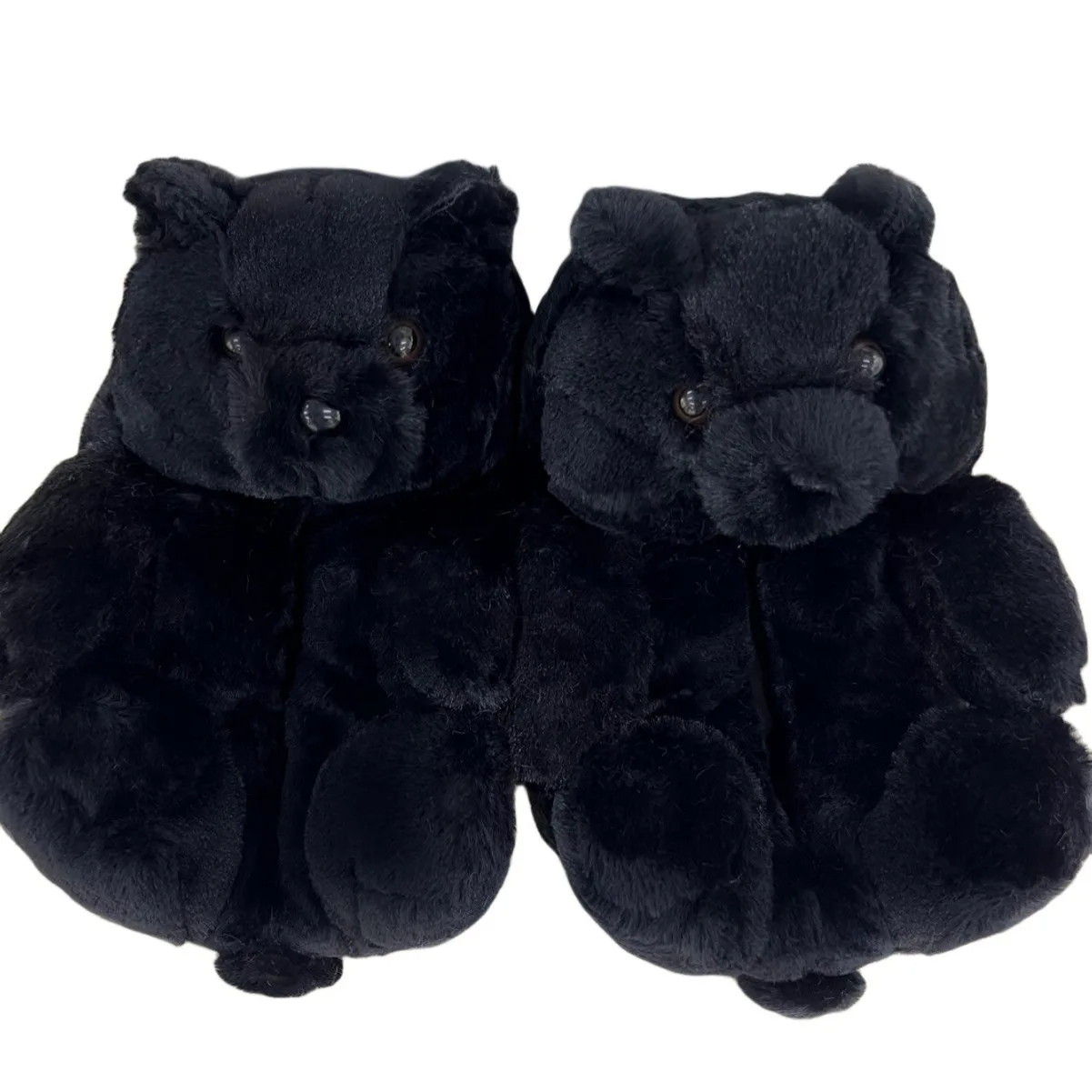 Teddy bear plush slippers cute cartoon couple family warm home cotton shoes winter thickened bag heel