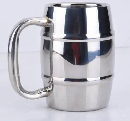 Barrel Stainless Steel Insulated Beer Mug Large Metal Tankard for IPA Coffee Tea Double Walled Mugs for hot or Cold Drinks