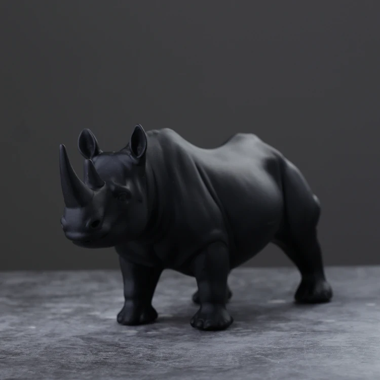 
Resin rhinoceros lifelike figurine garden decoration statue Animal sculpture 