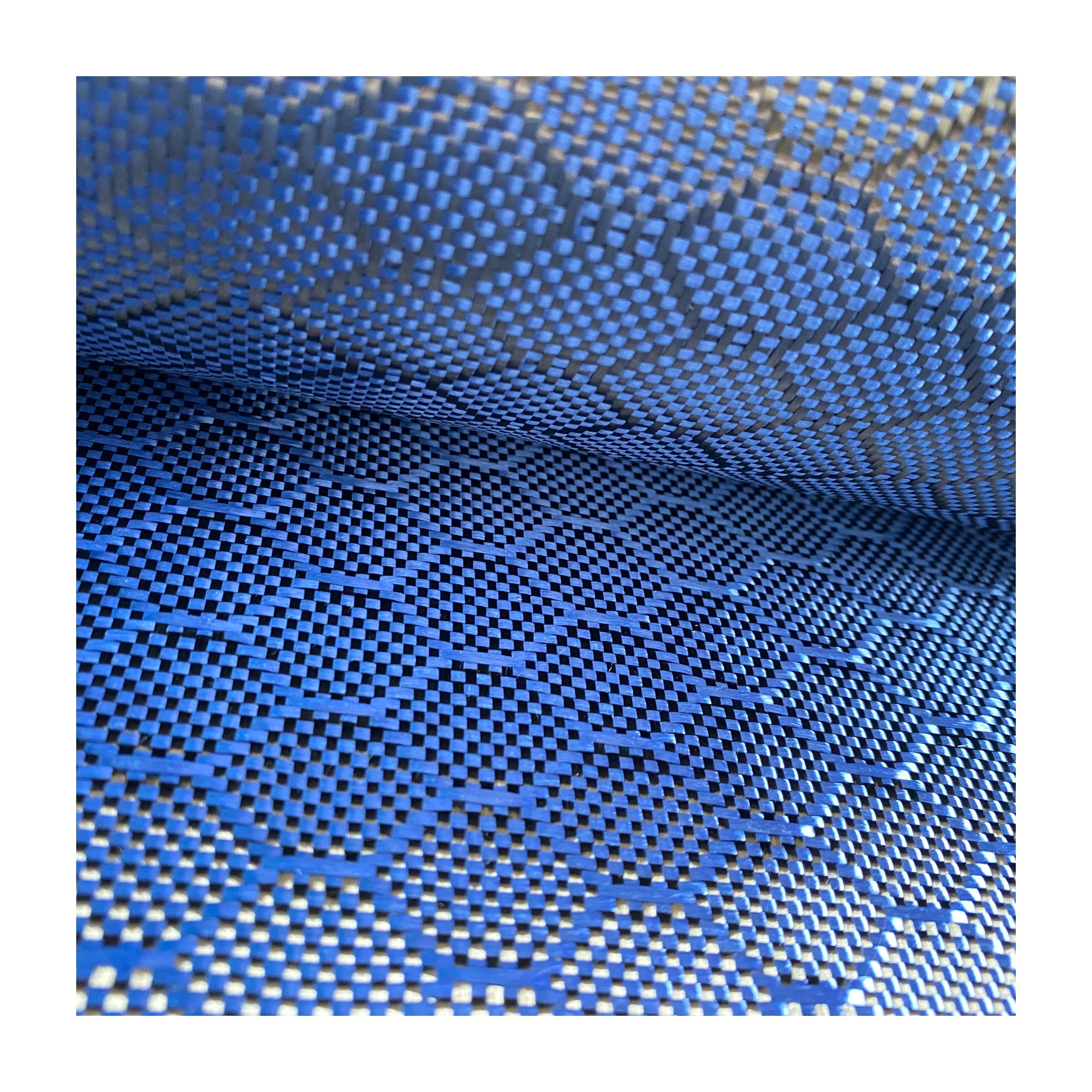customized carbon fiber Kevlar hybrid fabric blue kevlar carbonfiber cloth