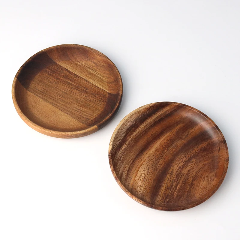 High Quality Acacia Wooden Round Serving Trays,Home Food Plate