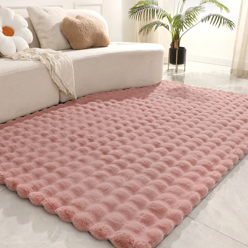 Soft Cozy Plush Fluffy Super Soft Rabbit Faux Fur Rug Carpet Jacquard Faux Rabbit Fur Rug for Couch Bed Sofa Chair Living Room