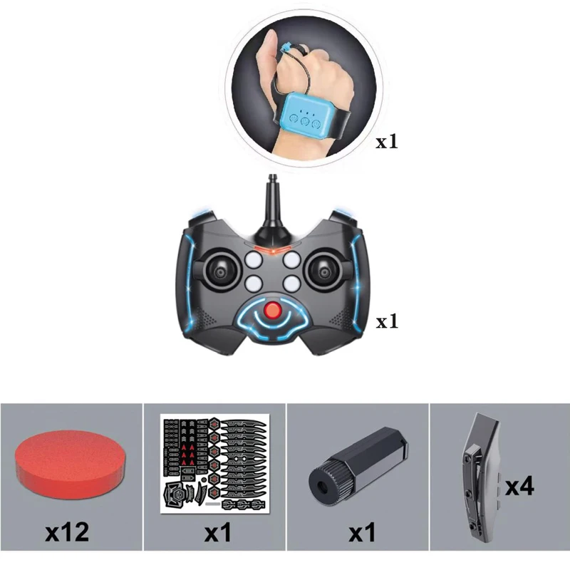 2.4Gdiy Soft Bullet Weapon Combat Car 360 Degree Spinning Luminous Big Wheel Off-Road Rolling Hand Gesture Rc Stunt Toy