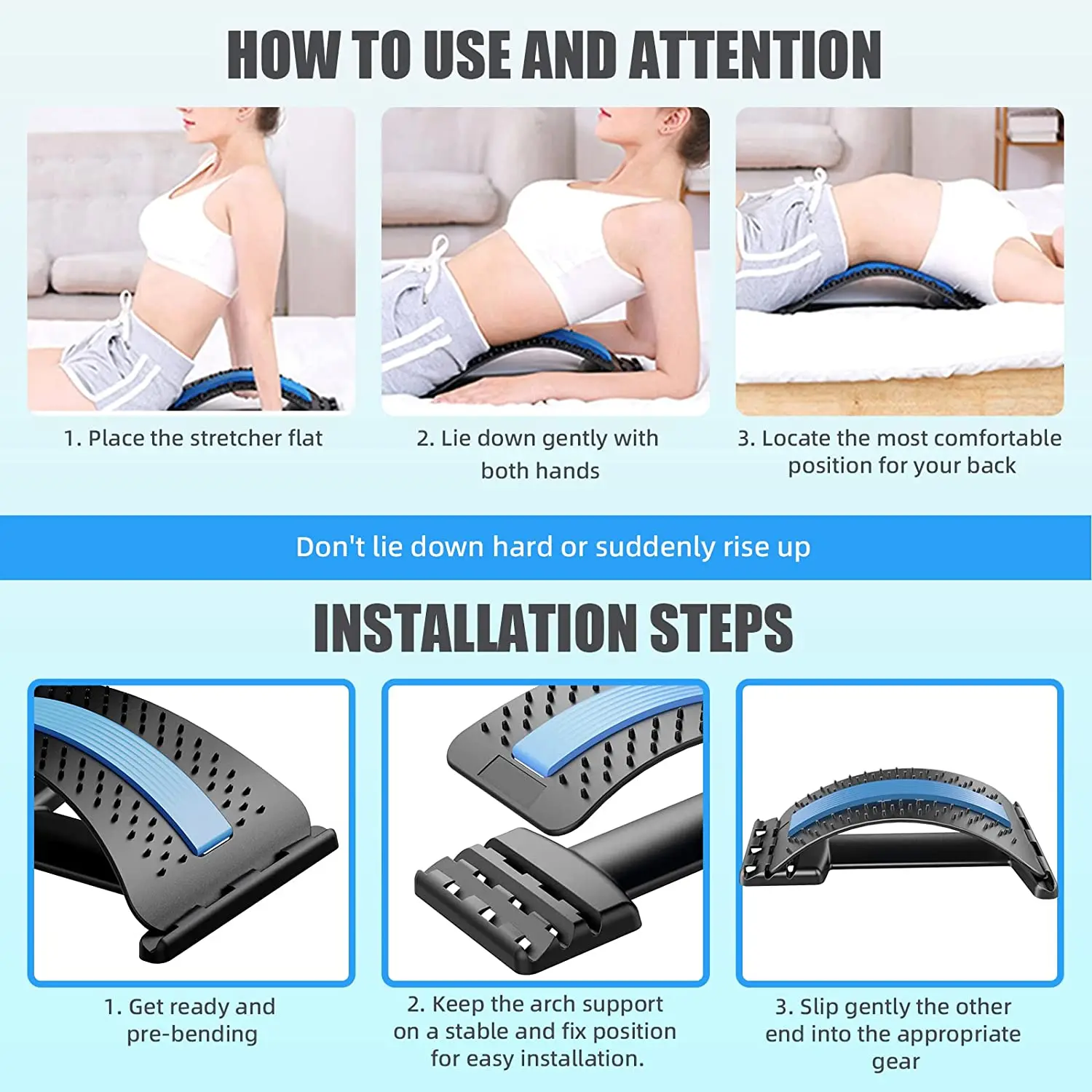 Spine Deck Board 3 Adjustable Settings Back Cracker Stretcher Back Pain Relief Device with Magnet