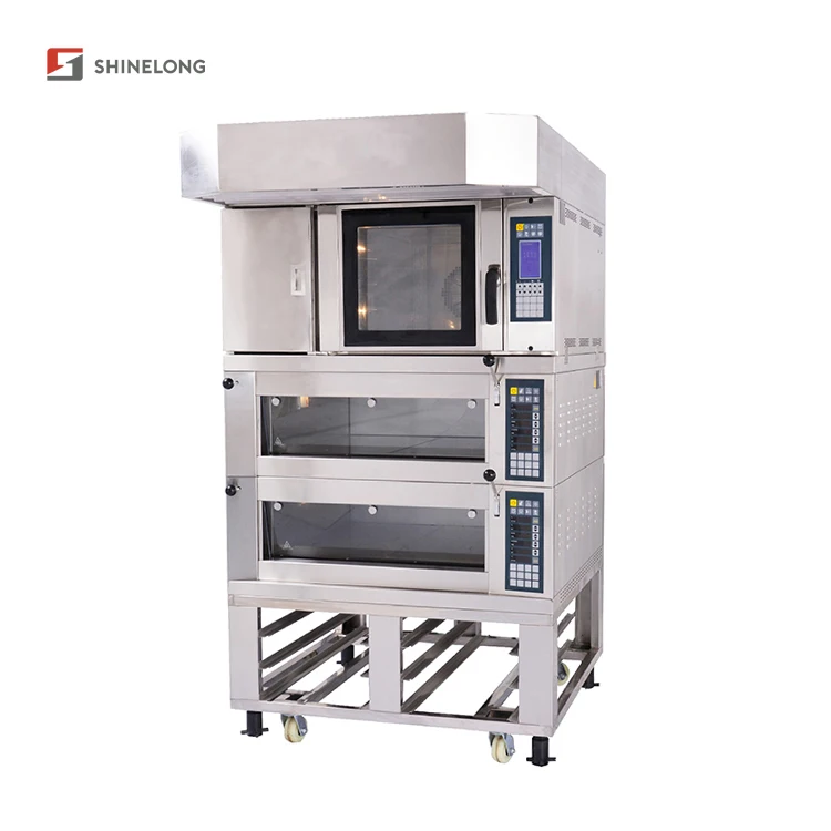 Hot Air Convection Oven 4 Tray Commercial Combined Double Deck Electric Oven with Under Shelf