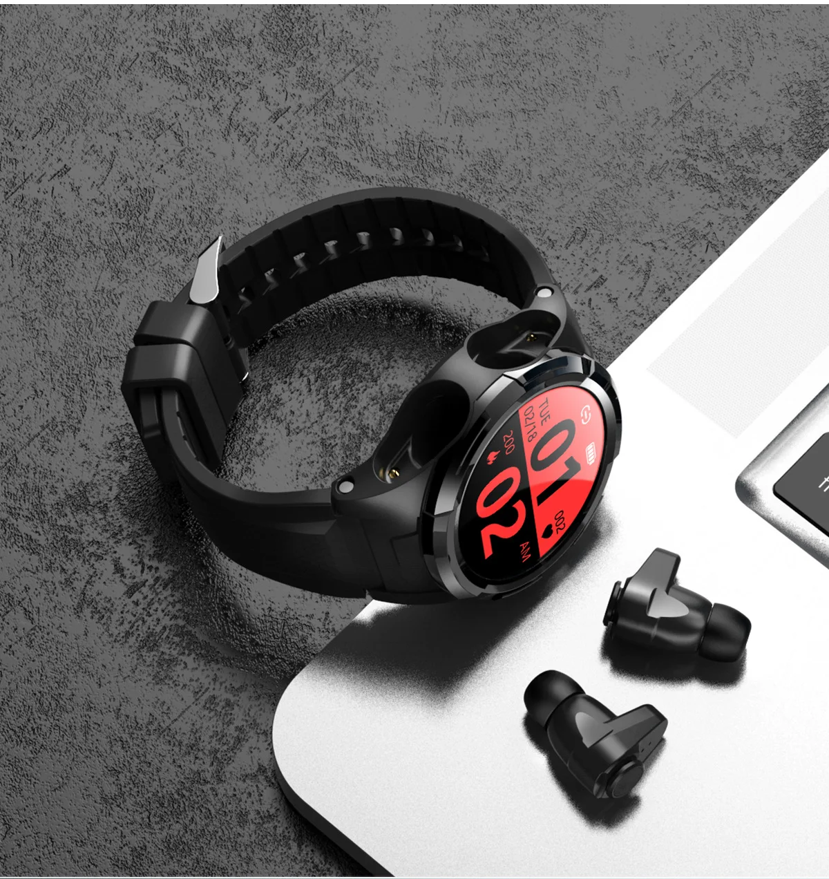 Wristband With Earphones Music Sports For Exercise Run 2 In 1 Android Earbuds Headphone Smart Watch Men