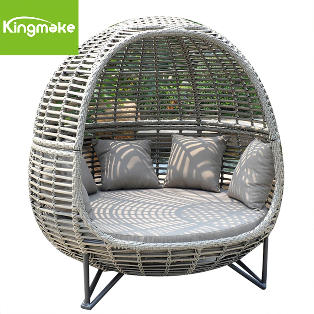Outdoor Daybed Cushions Garden Hotel Daybed Rattan Sun Bed Wicker Round Outdoor Bed 3 Yeas warranty