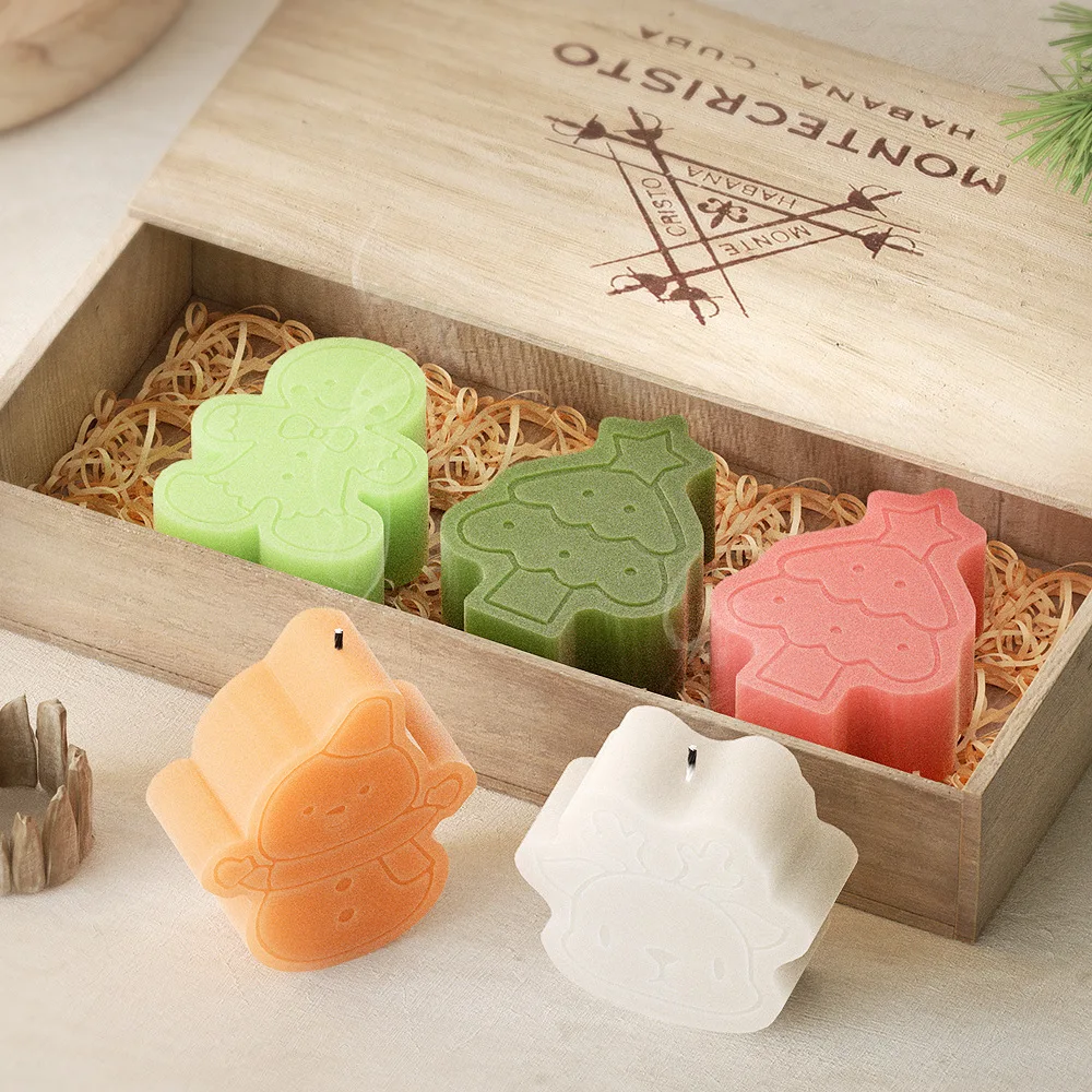 Diy Drip Glue Matte Elk Snowman Elderly Bell Christmas Tree Aromatherapy Gypsum Candle Pendant Silicone Mold