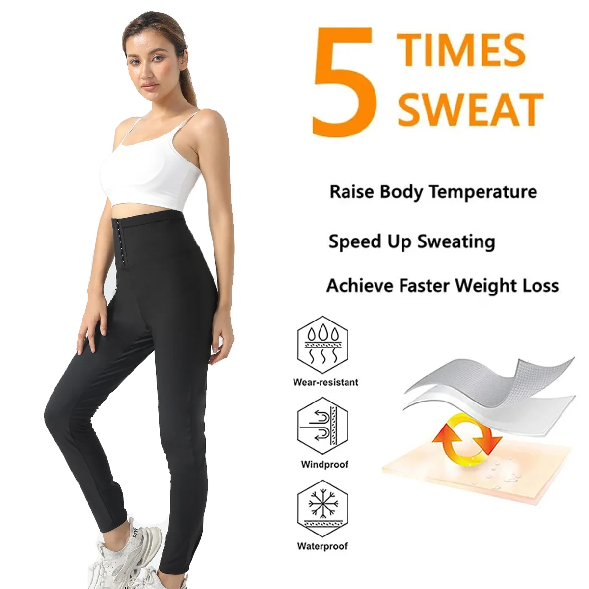 Sauna Leggings for Women Sauna Pants With Waist Trainer High Waist Compression Leggings Hot Thermos Pants for Workout