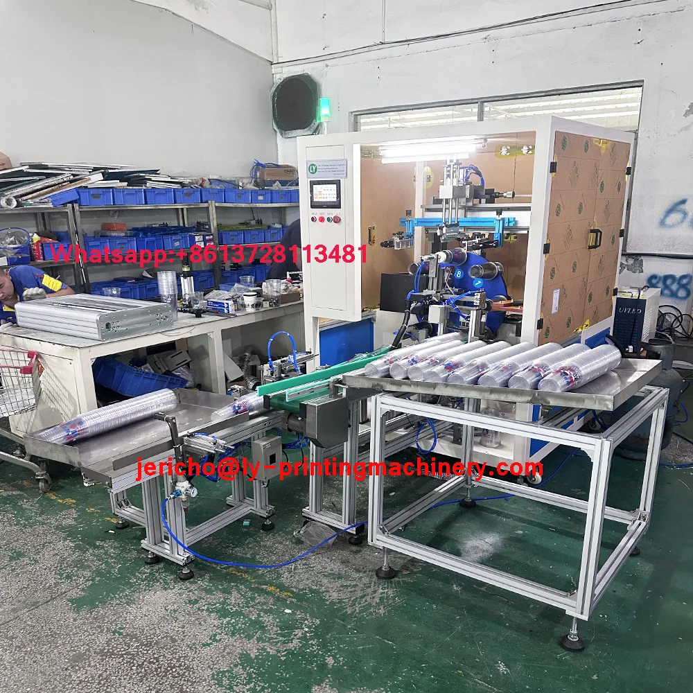 High speed full automatic cup 3 color screen printer with full line