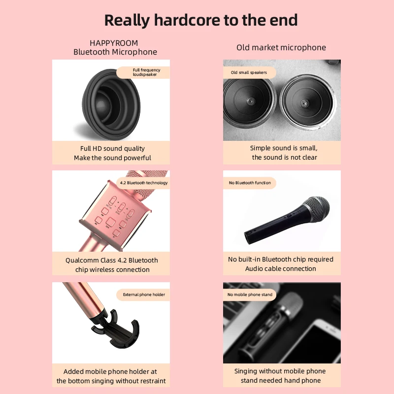 Wireless Bluetooths Karaoke Microphone With Bracket Microphone Available For Meeting Speech KTV Singing Wireless Recording Micro