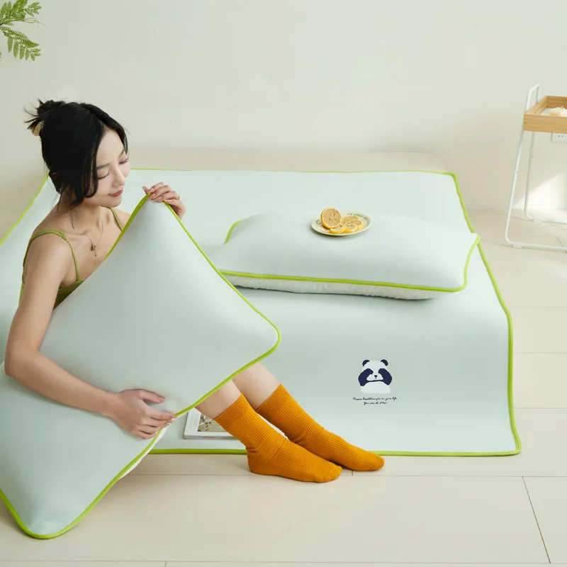 Summer Cool Mat Kit 3D Panda Green Home Textile Fitted Sheet Foldable Bedspread 1pc/Set Breath Free Bedding Sheets