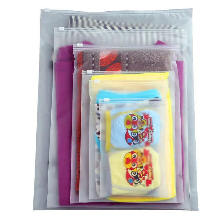 Cheapest Ziplock Double Frosted Underwear Sock Clothing PE Self-sealing Zipper Bag