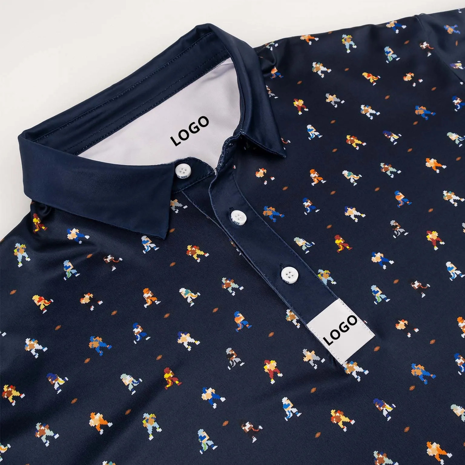 OEM design golf shirts pakistan hot selling quick dry-fit plain retro football pattern print funny golf clothes t shirts in bulk