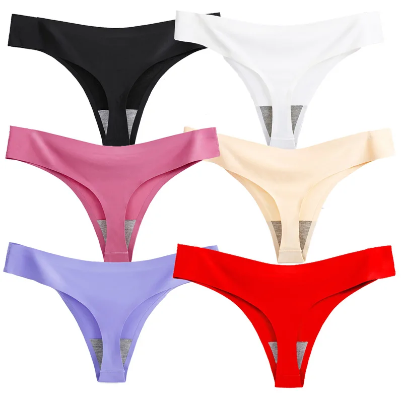 2022 Seamless Oem Sexy Women Thongs and G String Panties Models Women Underwear OPP Bag for Women Adults Knitted Plain Dyed