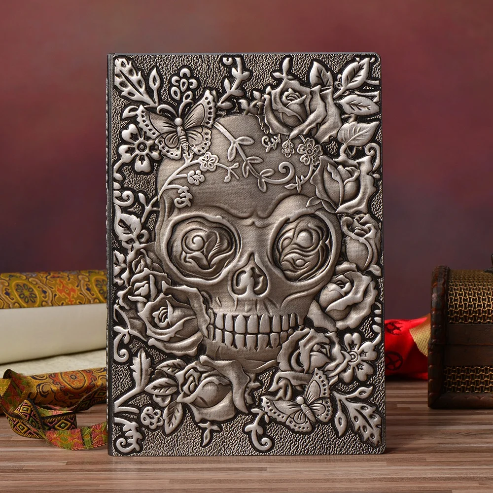 New Trend Gorgeous Flower of Death Skull Dice Book PU Leather A5 Notebook for DND Gamer