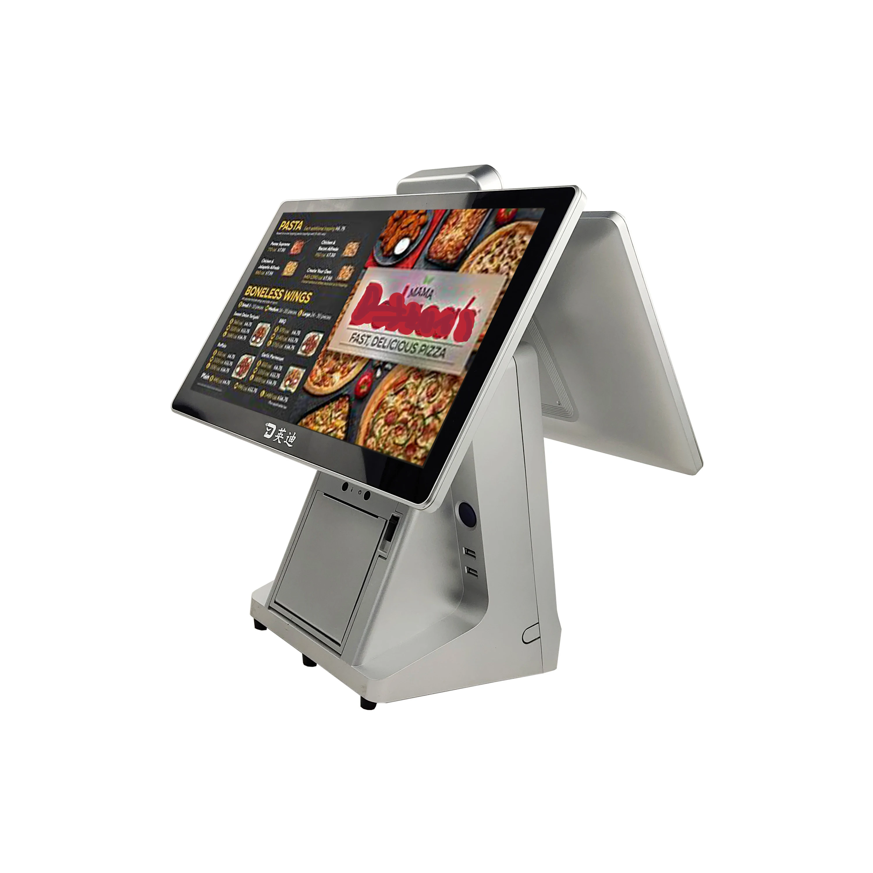 15inch dual screen pos touch display aluminum case with printer cash register point of sale systems for small business solution