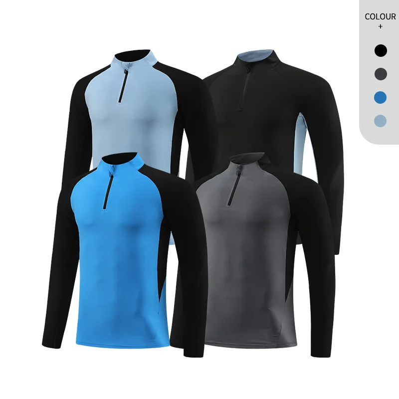 High quality color contrast basketball training quick dry fabric high elastic zipper collar sportswear for children