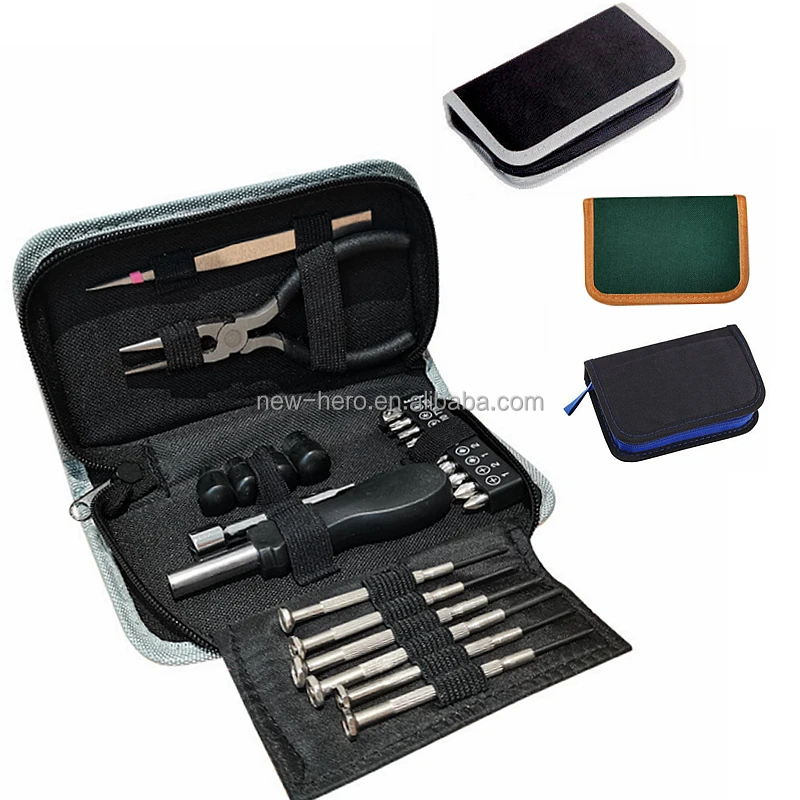 14 Piece Gift Promotional Steel Hard Surface Canvas Handy Bag Precision Screwdriver Bit Socket Tool Set Basic Repair Tool Kit