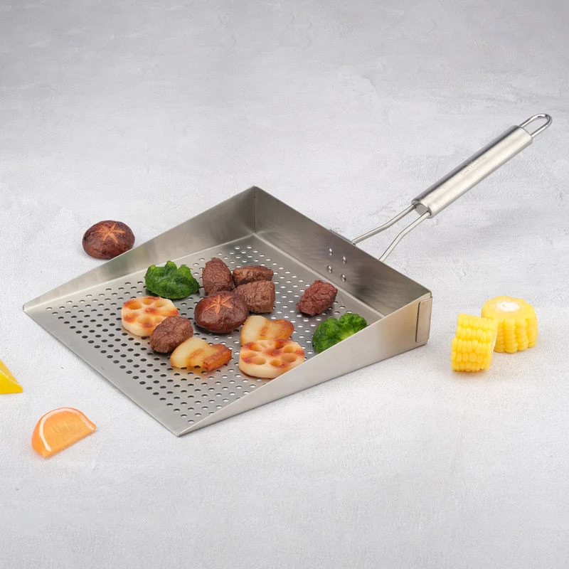 New good quality folding handle stainless steel perforated pizza shovel tool spatula pizza peel