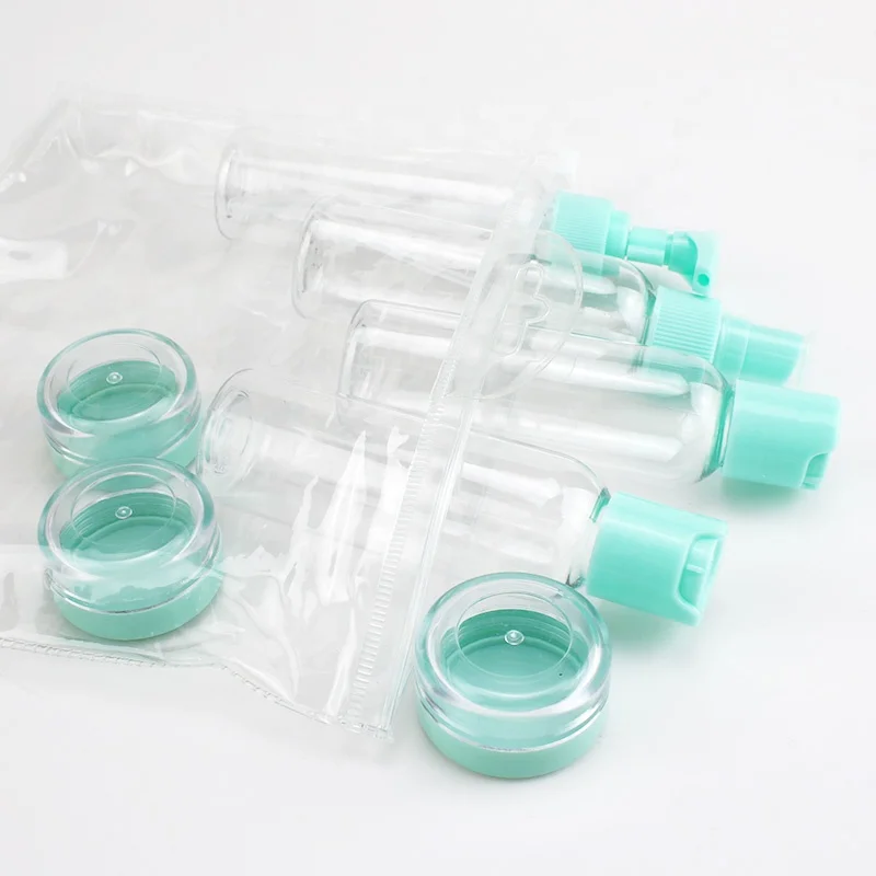 small clear plastic  Leak Proof  travel bottle and jar set plastic travel bottle kit