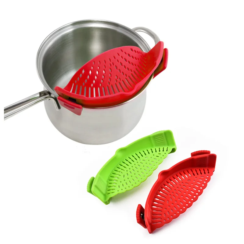 COOLNICE Hot Sale Fits all Pots and Bowls Dishwasher Safe Colander Silicone Clip On Strainers With 2 Clip