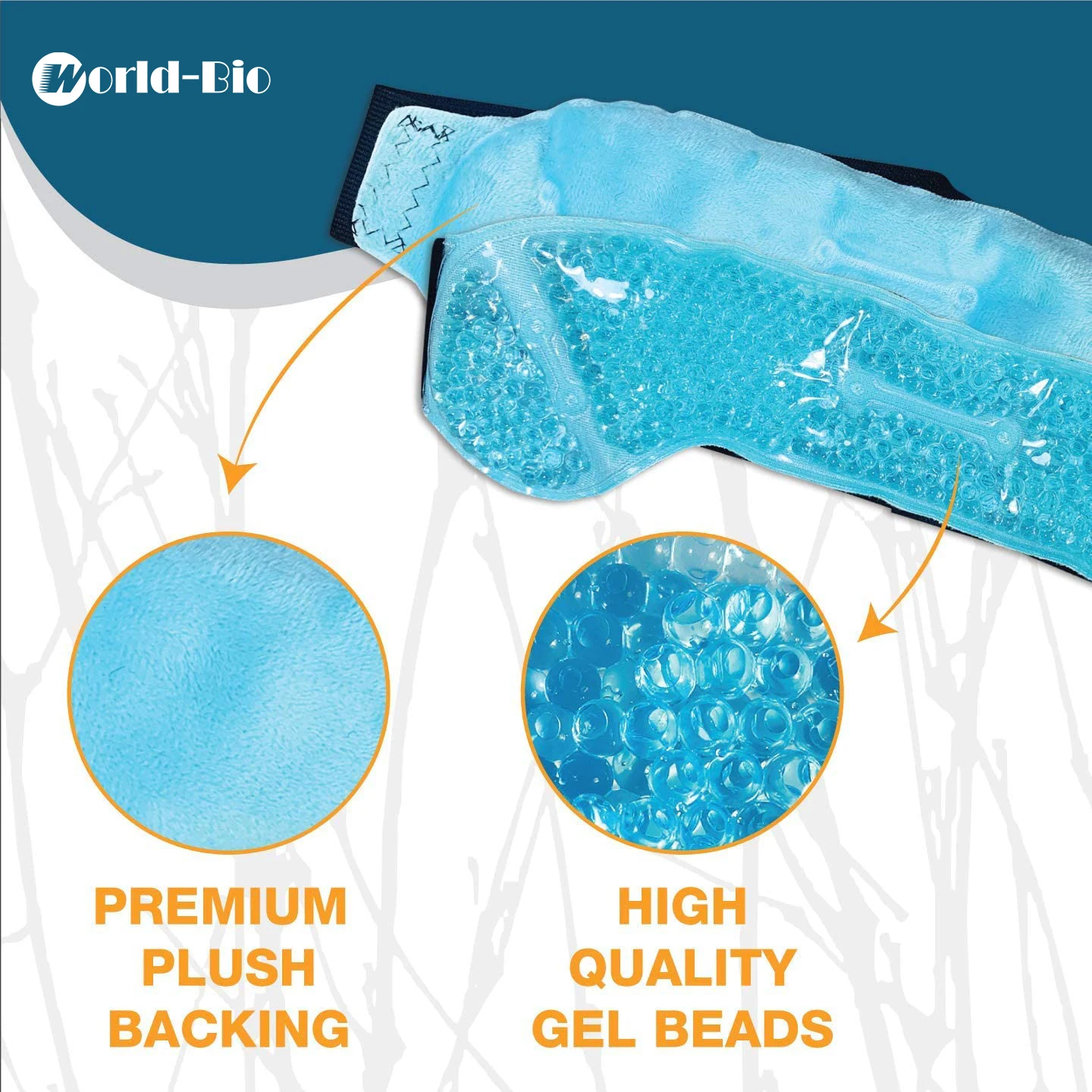 World-Bio Migraine Ice Pack Headband with Gel Bead Hot Cold Therapy Ice Wrap for Forehead Relief Pain for Migraine