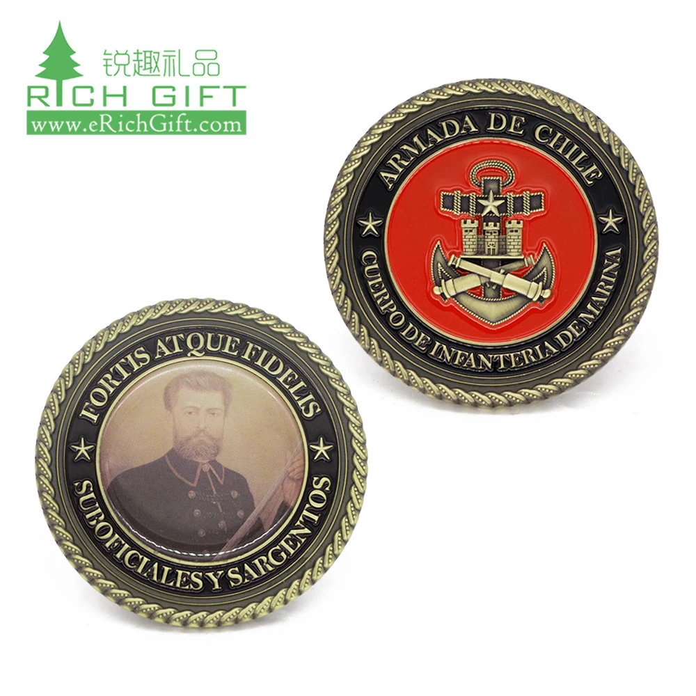 Free sample custom metal zinc alloy printing epoxy insert football/soccer challenge coin for sports tournament