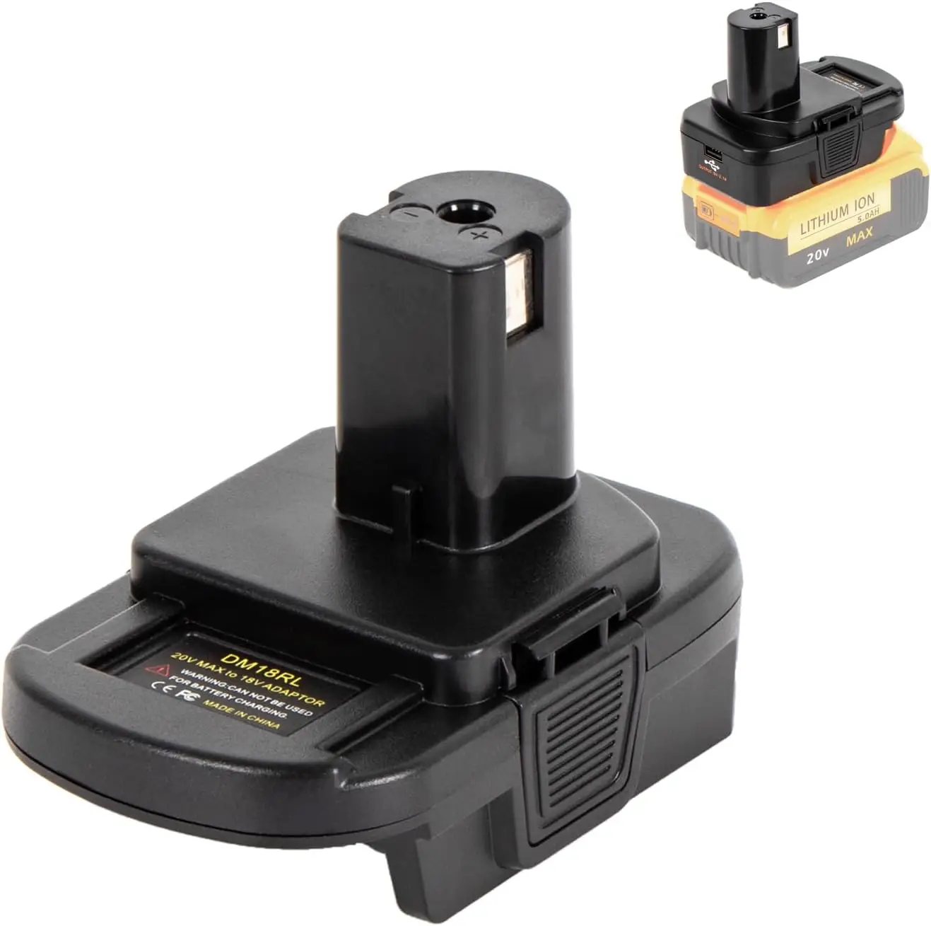 Adapter for Dewelt Milwauke 18V Battery Convert for Ryobi 18V Power Tools,Replace Lithium-ion Battery P108 ABP1801 with USB port