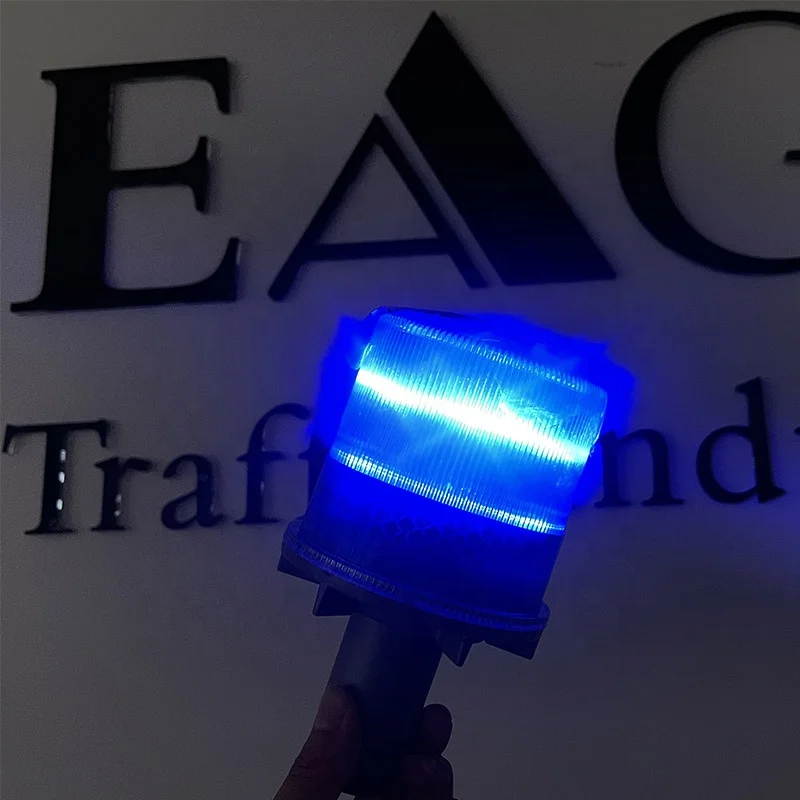 Blue solar led traffic cone blinker warning light