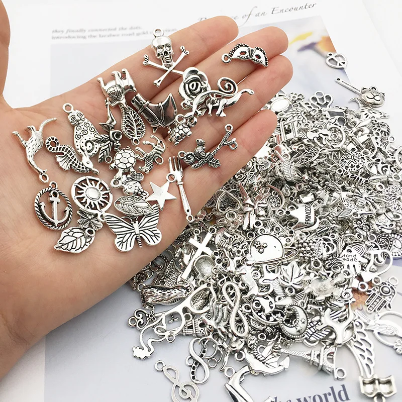 SC wholesale Mixed 300 PCS Alloy Metal Tibean Silver Pendant Beads Charms Beads For Jewelry Making Diy Bracelet Earrings