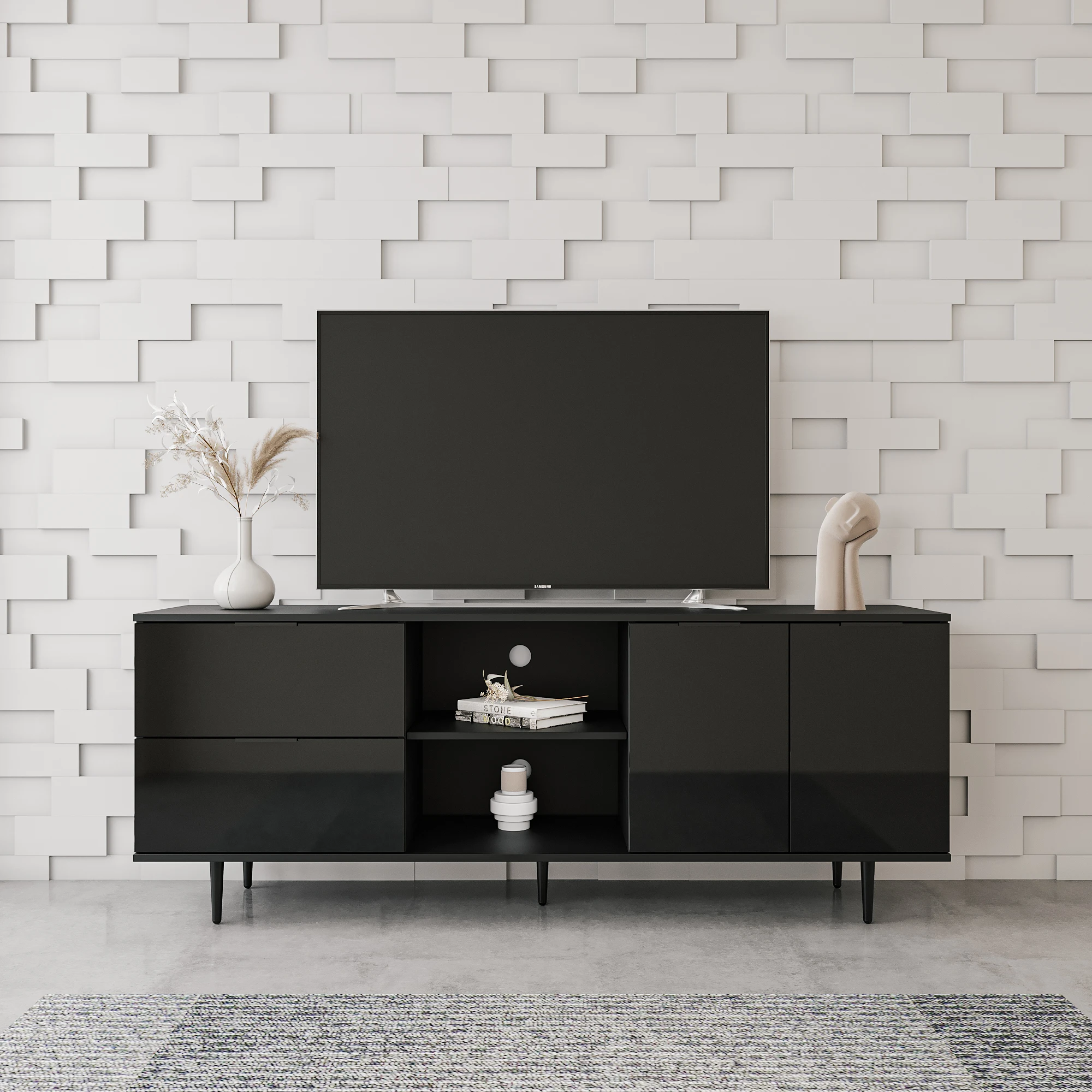 TV Stand Wood TV Cabinet Modern Luxury Wooden  High Glossy TV Unit Stands Entertainment Center with Living Room Furniture