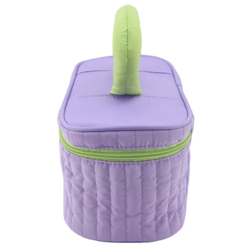 New Design Macaron Bright Color Quilted Makeup Bag Cosmetic Bag Travelling Portable Square Patchwork Makeup Zipper Case