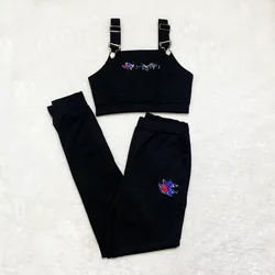 Новый трендовый дизайнерский брендовый комплект боди без рукавов с длинными брюками женская одежда