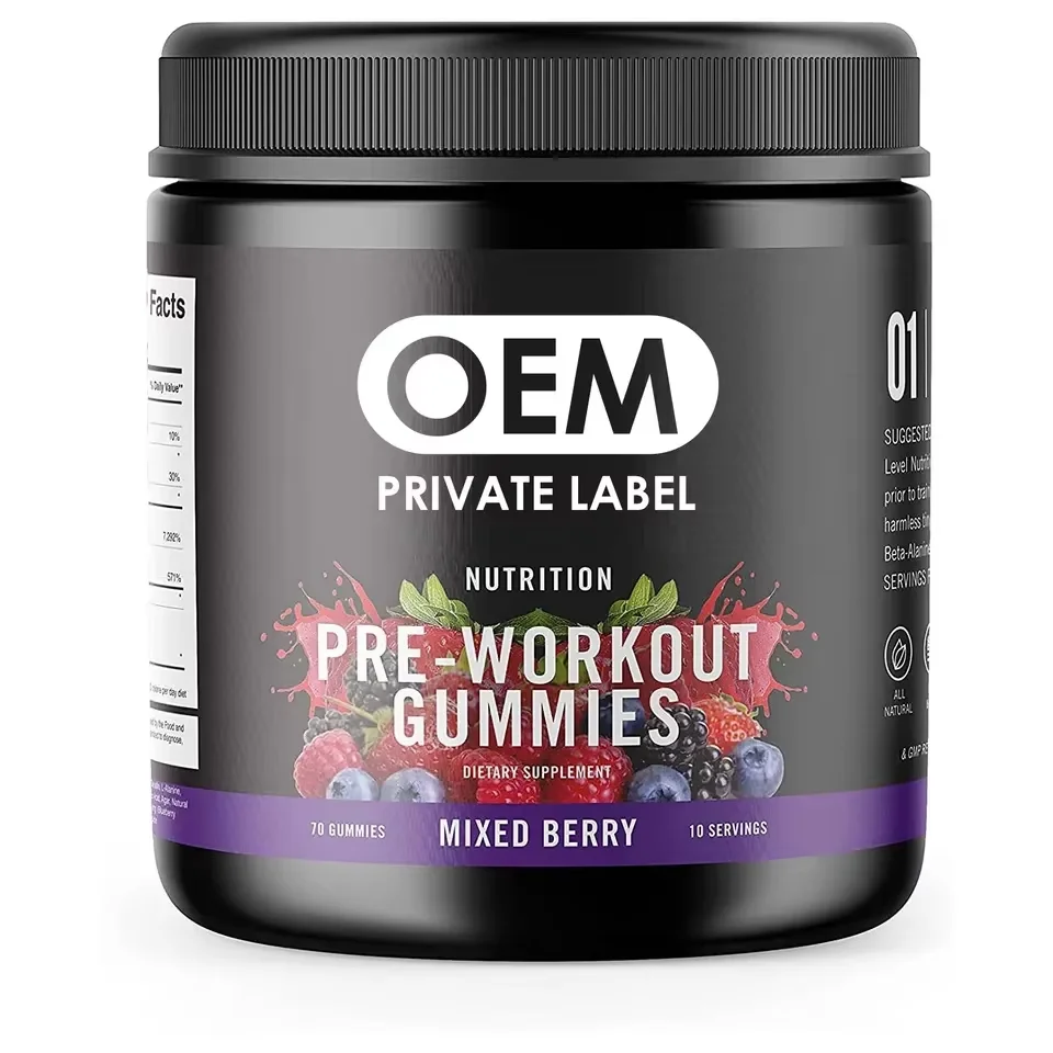 OEM Private Label  Vegan Pre Workout Gummies Pre-Workout Gummy Supplements for Bodybuilding Pre Workout