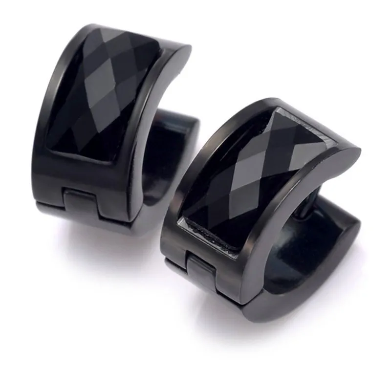 Black Earring Latest Models Stainless Steel Crystal Cube Beaded Jewelry
