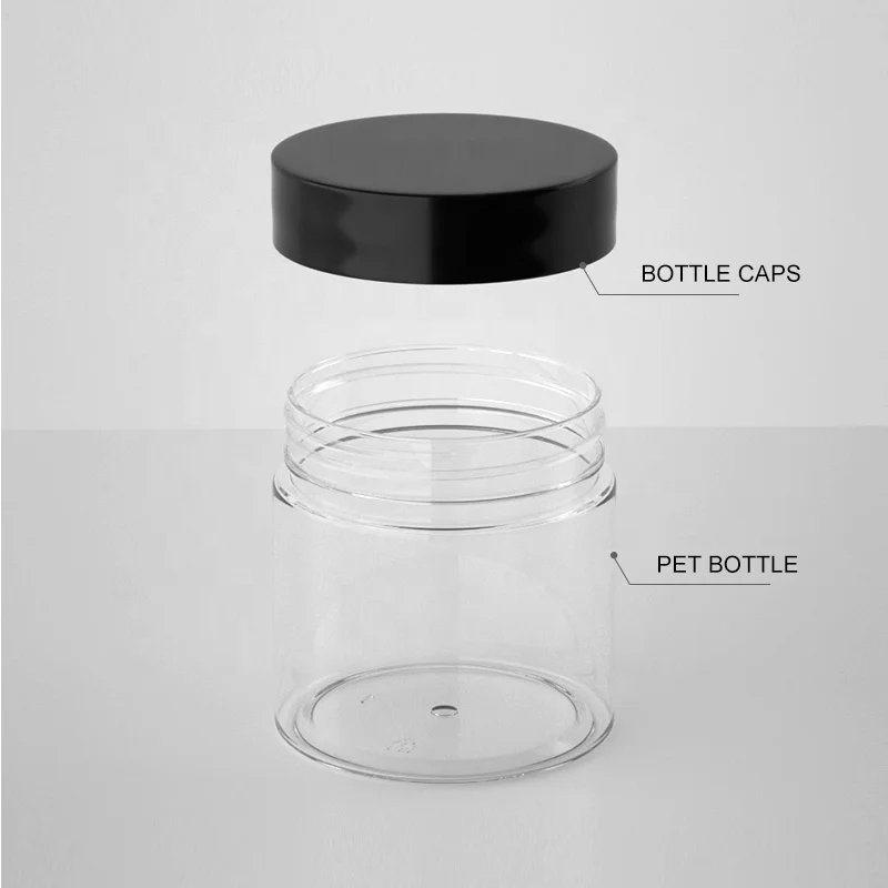 Фабрика 2 унции 3 унции 4 унции 6 унций 8 унций 50 г 80 г 100 г еда мед печенья прозрачная пластиковая банка для домашних животных для специй пластиковая Косметическая банка для крема с крышкой