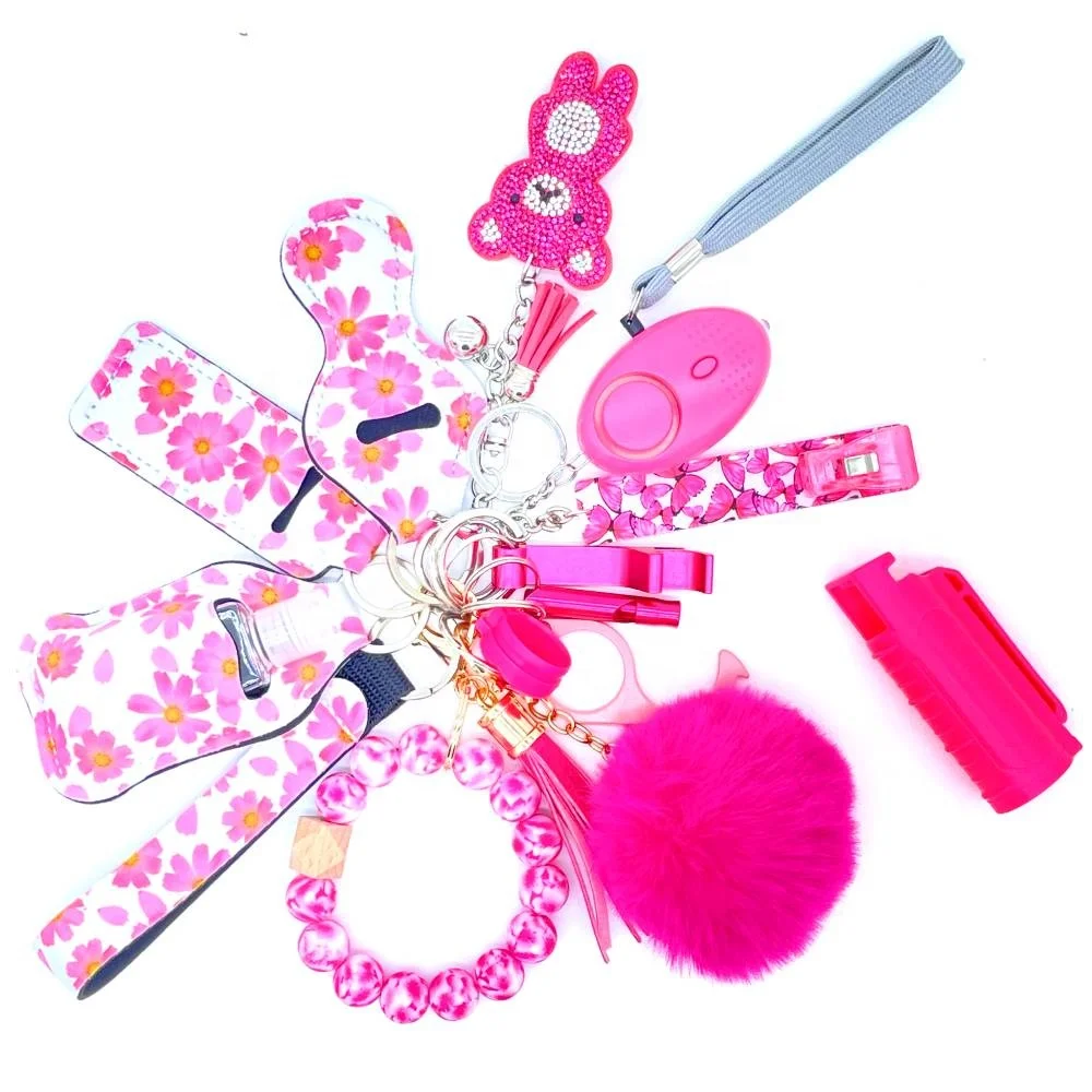 Wholesale Personal Protection Self Defense Alarm Keychain Supplies Plastic Spray Bottle Shell Women Self Defense Keychain