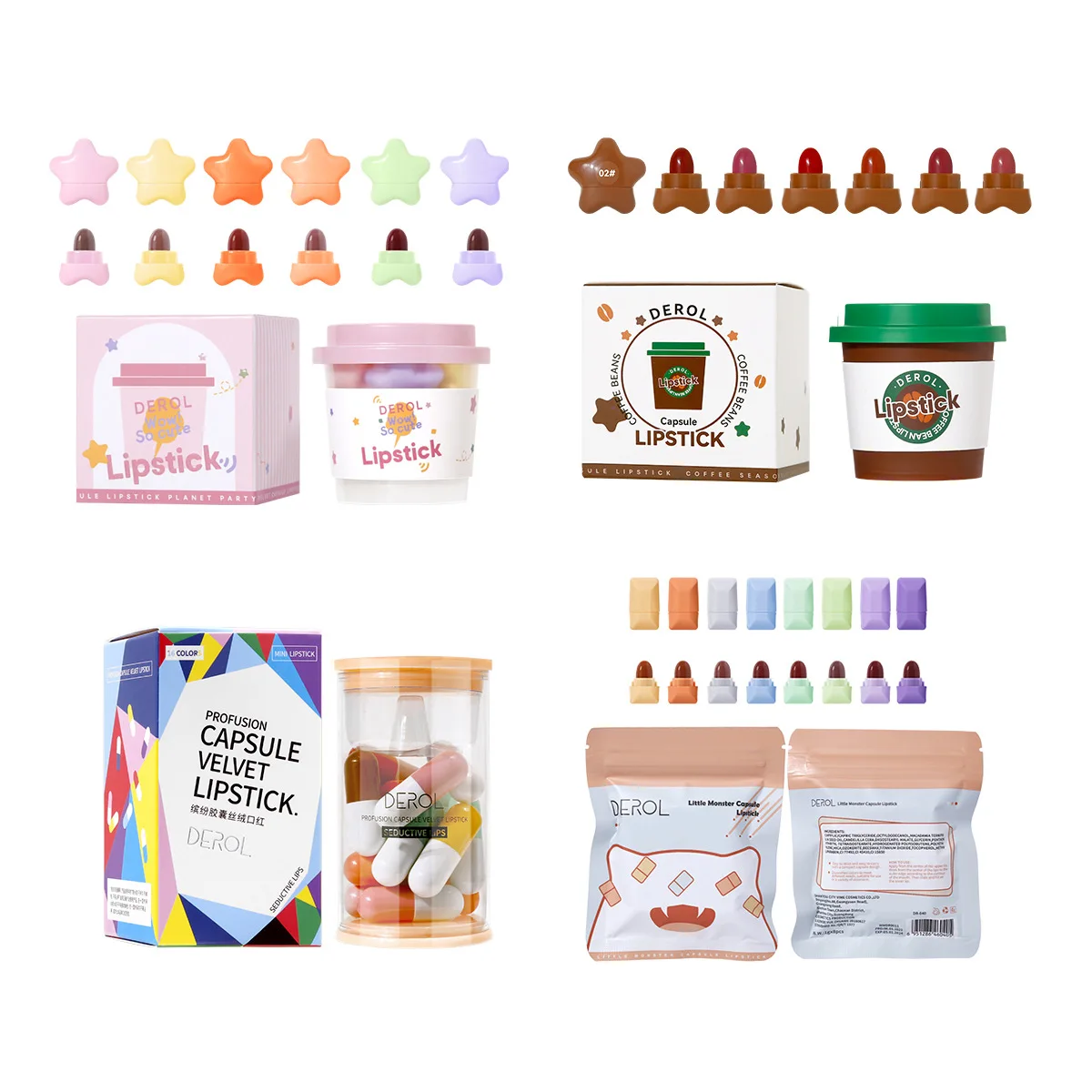 Long Lasting Cute Capsules Matte Velvet Lipstick Set High Soft Pill Lipstick Mini Nude Red Lip Stick Makeup Set for Women Girl