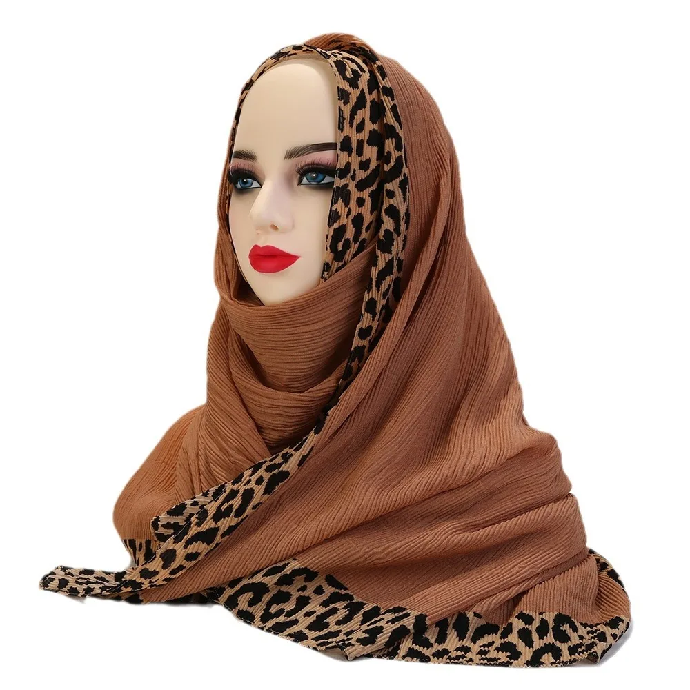 Leopard Embellished Distressed Hijab afghan scarf and hijab in pakistan turkey head scarf