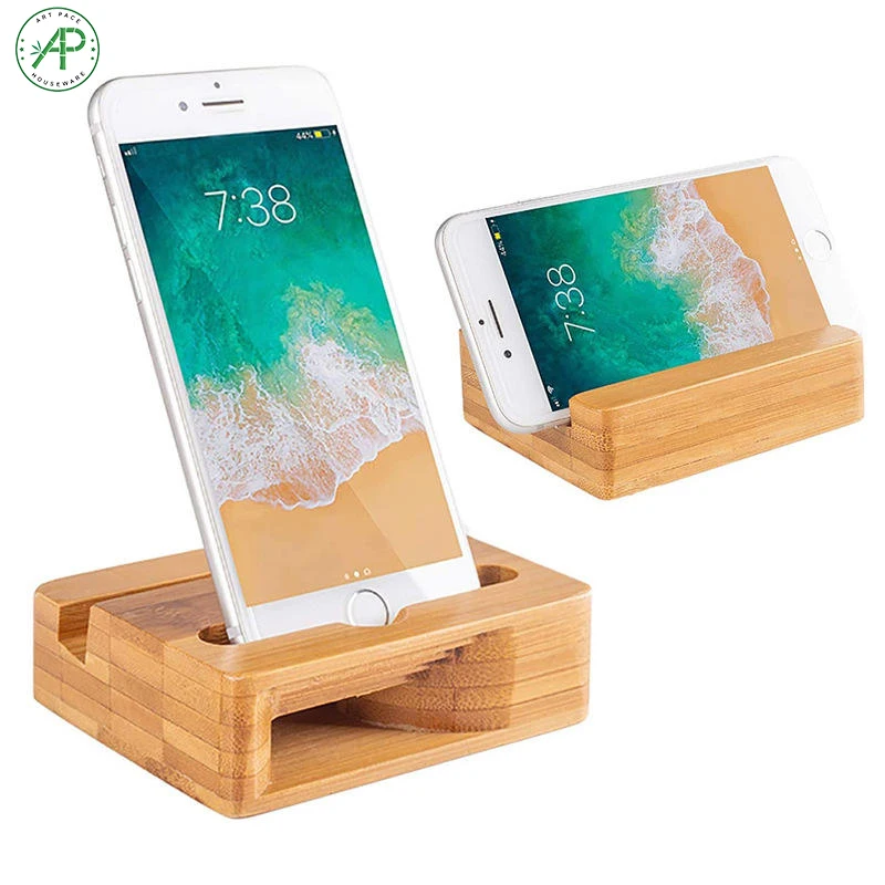Wholesale Cheap Bamboo Cell Phone Holder with Sound Amplifier for Desk
