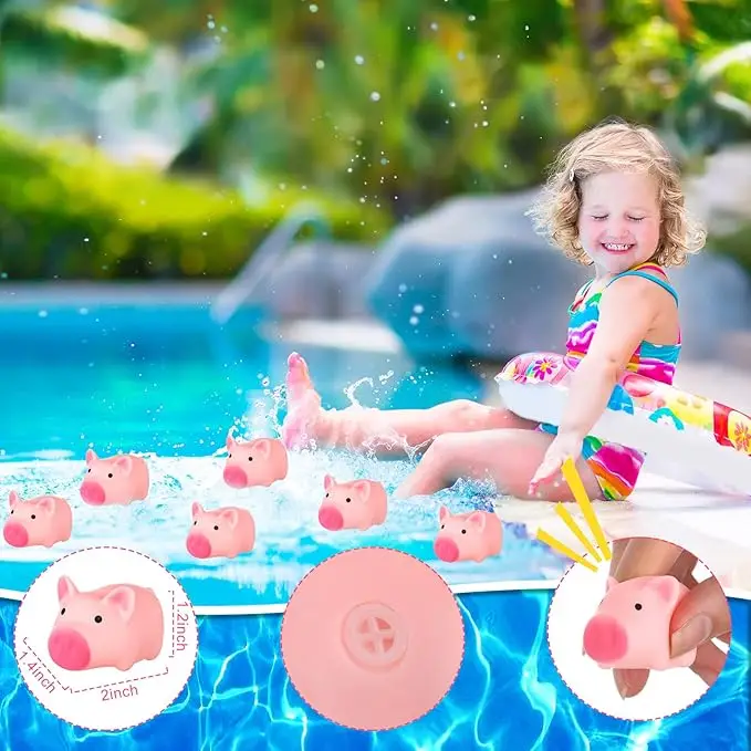 Custom Design 2 inch 1.5 inch Mini Cute Pvc Pink Pig Bath Toy baby Pink Pig Bath Toy funny Pink Pig Squeeze Toy For Kids