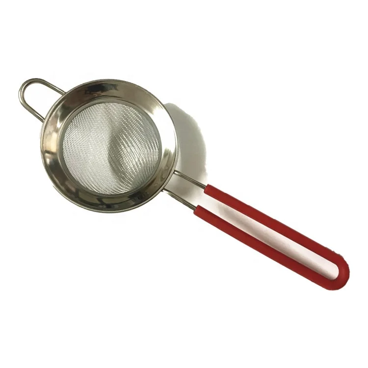 Matcha Powder Sifter Mesh Strainers Stainless Steel Colander with Silicone Handle Matcha Tea Strainer Mesh Round Strainer