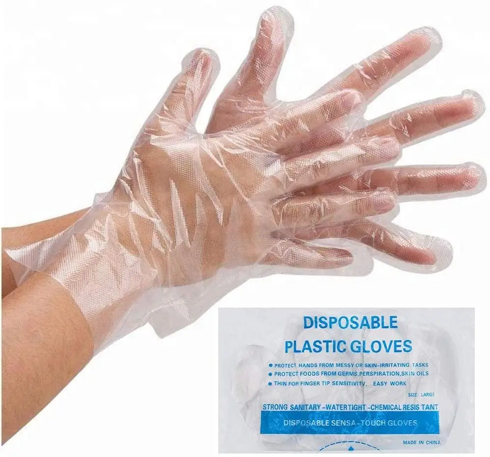 custom OEM Plastic Transparent Disposable PE gloves