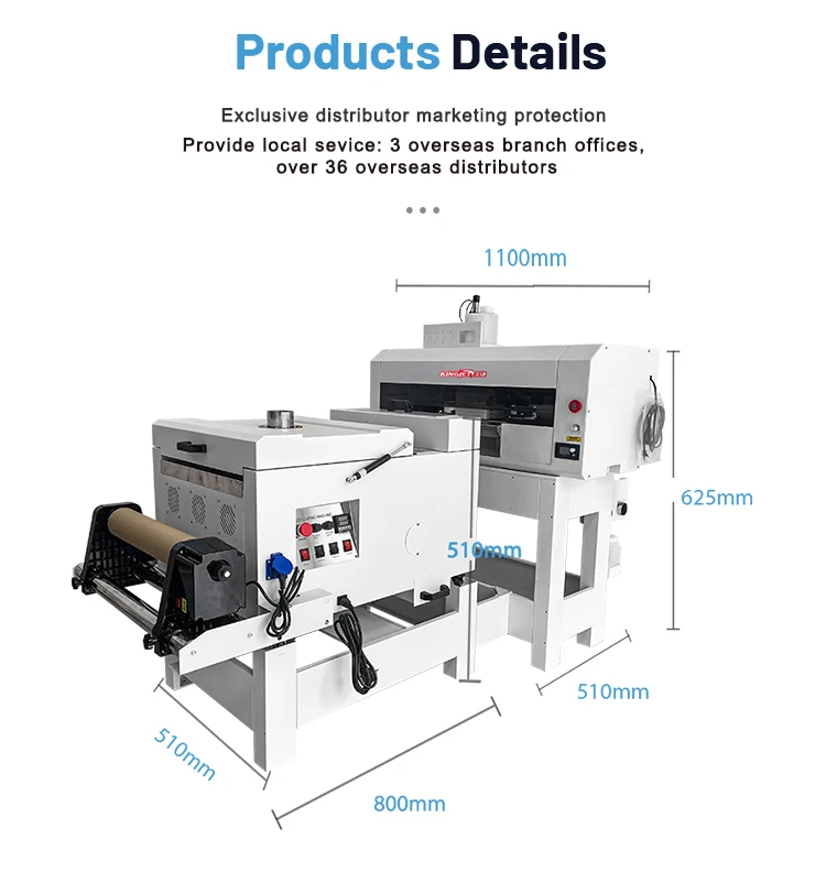 KJ dtf printer 30cm with powder shaker hot melt inks a3 transfer film impresora automatic t shirt for clothes printing machine