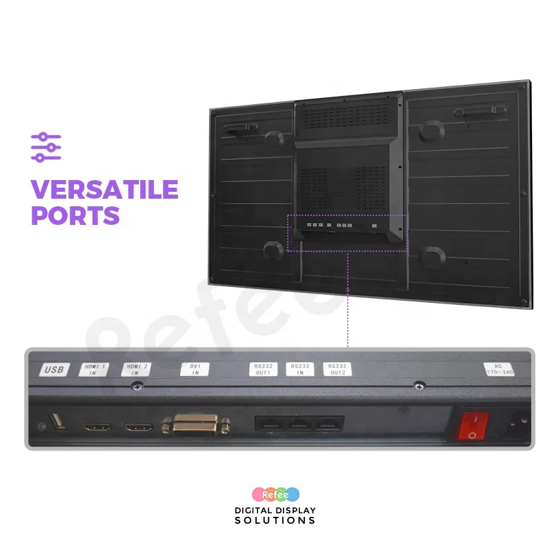 Refee 2x2 2x3 3x3 4x4 Seamless LCD Video Wall Ultra Narrow Bezel 46 55 65 Inch Advertising