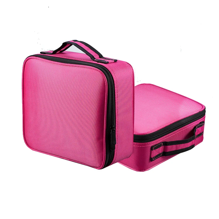 Professional Adjustable Beauty Box Case Salon Nail Cosmetic Make up PU Bag Fashion Waterproof Polyester Zipper Cosmetic Case