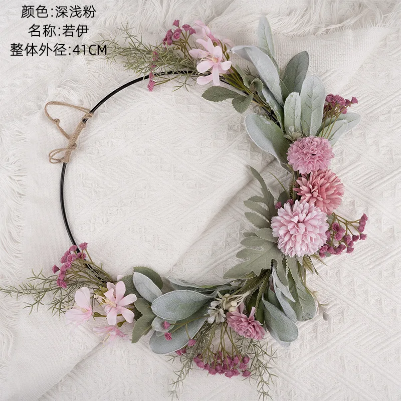 Popular 2024 New Wholesale Hanging Green Garland Artificial Eucalyptus Leaf Wreath For Indoor Decoration