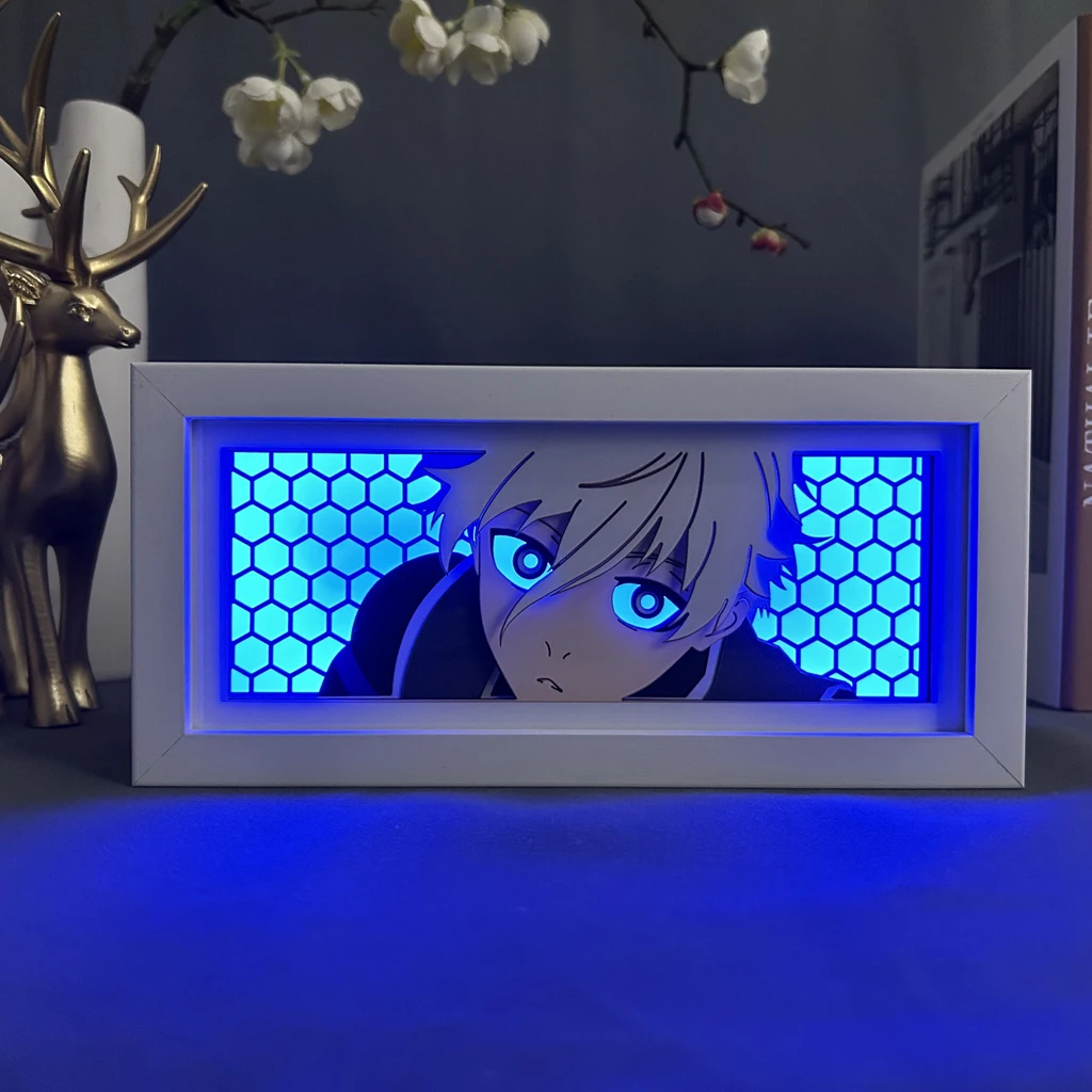 JAPAN  Popular Anime Paper Lamps Anime Paper Carving Lamp Blue Lock Nagi Desktop Ornament Paper Sculpture Lamp Photo Frame Light